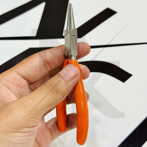 Outils de bijouterie, pince à bec rond faite à la main, 120 mm, acier inoxydable, pince à boucler le fil, poignée en PVC personnalisée, pince à bijoux pour la création artisanale - Product Image 2