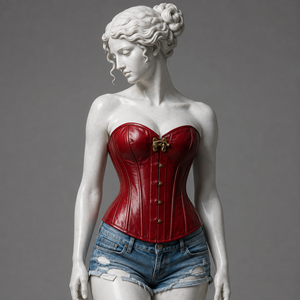 Women's Goth <b>Punk</b> Plus-Size Zipper Leather Lace Corset Shapewear Hip Enhancer Latex Waist Trainer Satin Fabric Seamless Quick - Product Image 1