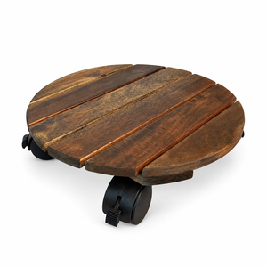 Support de jardinière à roulettes en bois minimaliste vintage Roues verrouillables Frein Capacité de 150kg pour une utilisation intérieure/extérieure Jardin Flower Mover - Product Image 1
