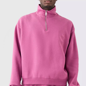 Conjunto Deportivo de Hombre Rosa con Media Cremallera, Largo, Color Sólido, Estilo Casual, 100% Algodón Transpirable, Corte Regular, Estilo Otoñal - Product Image 3