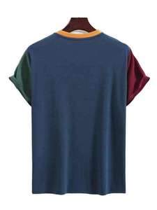 T-shirt à poche de haute qualité 210 g/m² en coton premium, col rond, tricoté, couleur personnalisée, tissu jersey vierge, imprimé pour homme - Product Image 2