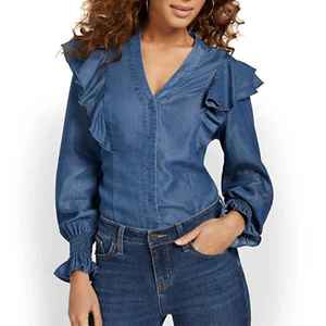 Top de Mezclilla para Mujer: Silueta Elegante y Refinada, Sensación Ligera, Comodidad Superior, Atractivo Distintivo - Product Image 3