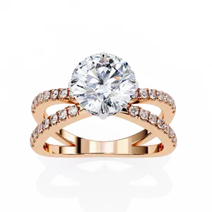 Anillo Halo con Diamantes Redondos, Diamante Cultivado en Laboratorio Color E, en Oro Sólido de 18K, 14K, 10K, para Joyería de Compromiso Unisex de Lujo - Product Image 6
