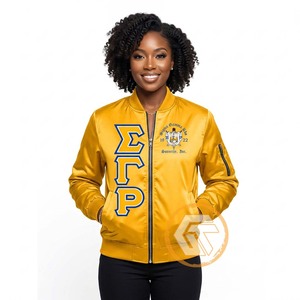 Veste universitaire personnalisée Sigma Gamma Rho en satin brodé matelassé à col montant, de haute qualité, respirante, pour femmes - Product Image 4