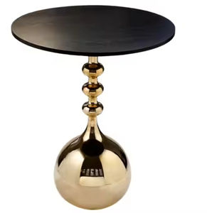 Table d'appoint ronde en métal style royal, couleur or, pour la décoration de la maison et des hôtels, meubles faits à la main, en solde - Product Image 5