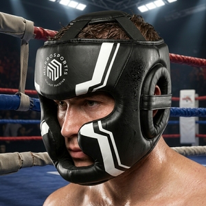 Professional Mexican <b>Style</b> Boxing <b>Head</b> Guard - Custom Logo Synthetic Leather MMA Sparring Headgear - Full Face Protection Muay - Product Image 6
