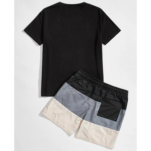 Nouvel ensemble court deux pièces pour homme, col rond, couleur unie, respirant, 100 % coton, avec logo personnalisé, haute qualité, vente en gros, collection été 2026, grandes tailles - Product Image 2