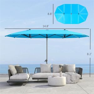 Ombrellone da Esterno Blu per Terrazzo e Patio con Base - Product Image 6