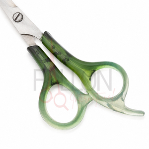 Ciseaux à cheveux professionnels en acier inoxydable, lame tranchante, manche en plastique vert, pour droitiers, usage en salon - Product Image 2