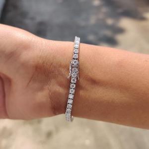 Bracelet tendance en argent sterling 925 plaqué or avec breloque en moissanite, chaîne à maillons style hip-hop, bijoux de mode pour un choix de cadeau élégant - Product Image 2