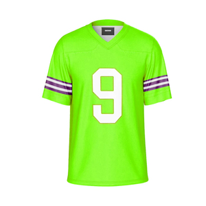 Custom Green American Football Jersey V-Neck Short Sleeve Sublimated Print Breathable Mesh Moisture Wicking Polyester Unisex - Product Image 4