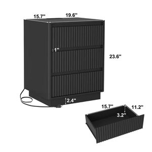 Set di 2 Tavolini con Ricarica Rapida USB-C, Moderni Tavoli Consolle in Legno con 3 Cassetti e Ampio Spazio di Archiviazione per Uso Accanto al Divano - Product Image 4