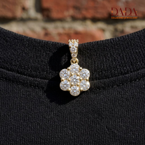 Pendentif en diamant de laboratoire taille ronde, design floral, plaqué rhodium, or 14 carats, pour femme, bijoux de mariage, cadeau - Product Image 4