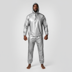 Traje de Sauna para Hombre, Moldea el Cuerpo, Quema Grasa, Entrenamiento Muscular, Traje Deportivo Transpirable Plateado para Deportes y Fitness - Product Image 5