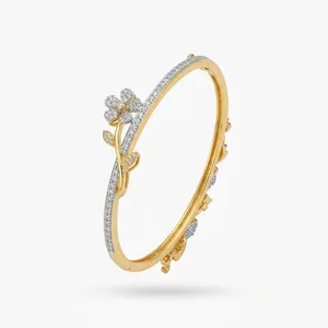 Cute Gold Plated Bezel Set Charm Bracelet with Zircon <b>Key</b> <b>Lock</b> <b>Star</b> Flower Pendant Unisex Fashion Bangle Jewelry Party Gift - Product Image 2