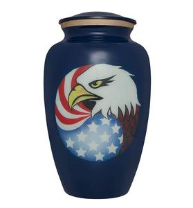 Urna Metálica Azul Oscuro con Diseño de Águila Patriótica para Cenizas, Urna Conmemorativa Inspirada en la Bandera Americana para Veteranos - Product Image 4