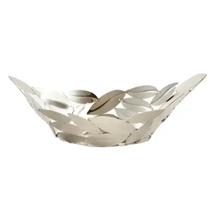 High End Metal Plant Pattern Decorative Bowl Elegant Handmade Centerpiece for Home Interior Design Luxury Party Dishwasher Safe - Product Image 1