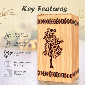 Solid Rosewood Cremation Urn for Adults Wooden Funeral Urn with Personalized Name Plate by AYAANS - Product Image 4