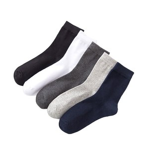 Cotton Crew <b>Socks</b> Knitted Pure Cotton Ankle Length Solid Cuff Logo <b>Soft</b> Breathable Thin Summer Daily Wear for Men - Product Image 5