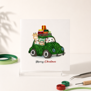 Tarjeta de quilling al por mayor, diseño temático de viaje familiar navideño, tarjeta de felicitación hecha a mano personalizada, tarjeta de Navidad OEM/ODM para deseos - Product Image 4