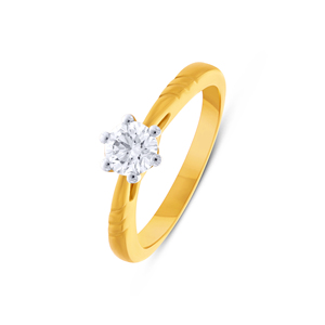 Premium 18K Yellow <b>Gold</b> Round Brilliant Cut Solitaire Diamond <b>Ring</b> for Women Classic Six Prong Engagement Wedding Promise <b>Ring</b> - Product Image 1