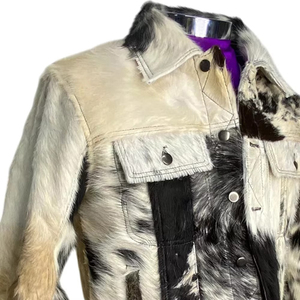Premium <b>Men</b> Faux Fur Jacket Black White Cow Pattern <b>Long</b> Sleeve Fashion Winter <b>Coat</b> Regular Fit Single Breasted - Product Image 3