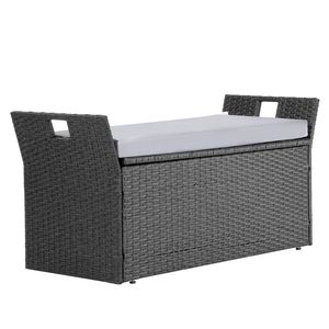 "2 Person PE Rattan Deck Box with <b>Cushion</b> 40 Gal Outdoor <b>Storage</b> Bench Supports 400 Lbs for Hotel & Park Use" - Product Image 4