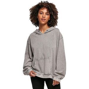 Women's Casual Acid Wash Hooded Sweatshirts Custom Printed with Badge Front Logo Position Waterproof Wholesale Winter - Product Image 1