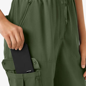 Offre Spéciale – Tenue d'Infirmière Femme Personnalisée, Manches Courtes, Col Rond, Coupe Ajustée, Multi-Poches, Extensible, Fermeture Éclair Intégrale, Tissu Épais - Product Image 5