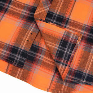 Camisa de Franela Personalizada a Cuadros con Estampado Naranja para Hombre, Manga Larga, Algodón, Informal, para Otoño - Product Image 2