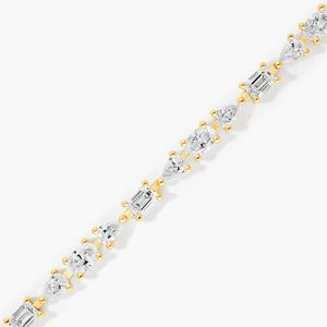Lab-Grown Diamond Emerald-Cut Filled Fancy Array Luxury Tennis <b>Bracelet</b> in 14K Yellow Gold - Product Image 2