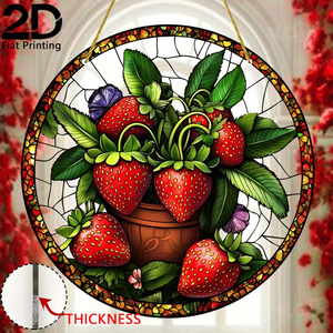 CIFbuy Decorazione Sospesa in Acrilico a Forma di Fragola, Arte Unica da Parete o Finestra, Ornamento da Giardino, Frutto Artificiale Colorato, Regalo per Amanti della Natura - Product Image 3