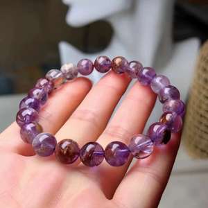 Natural Purple Titanium Quartz <b>Bracelet</b> Amethyst Rutilated Healing <b>Crystal</b> Jewelry Intuition Wealth Spiritual Gift For Her - Product Image 2