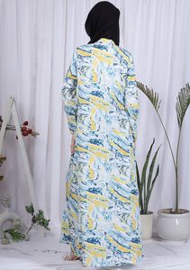 Abaya moderne 2026, nouveau style, robe islamique modeste, vêtement musulman, robe longue ouverte sur le devant pour femmes, polyester, col en V floral - Product Image 6