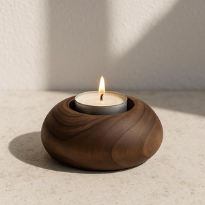 Porte-bougie en bois fait main par un designer, qualité supérieure, décoration d'intérieur pour un intérieur moderne - Product Image 4