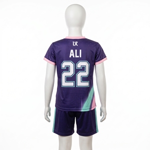 Custom <b>Girls</b> Soccer Uniform Set Youth <b>Football</b> Jersey Shorts Sublimated Kids Team <b>Kit</b> Name Number Purple 100% Polyester Quick - Product Image 2