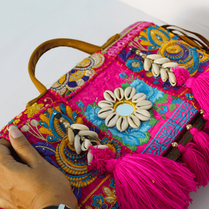 Premium Quality Kambhari <b>Patchwork</b> Pink Color Boho Hand <b>Bag</b> Available for Affordable Price from India - Product Image 3