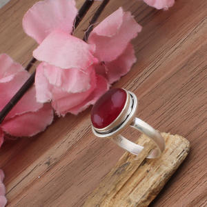 Anillo Clásico de Jade Rojo Natural con Plata de Ley 925 para Mujer y Hombre, Joyería para Bodas y Fiestas, Banda de Piedra de Conexión a Tierra, Venta al por Mayor - Product Image 5