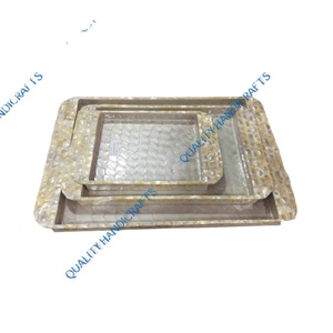 Ensemble de 3 plateaux de service en nacre grise en gros, hôtels, restaurants, incrustation d'os, taille personnalisée, articles de cuisine, artisanat de qualité - Product Image 1