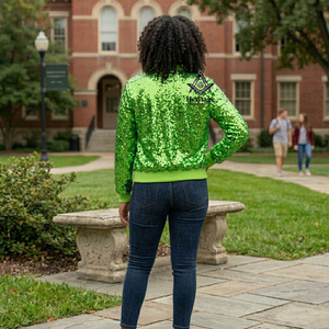 Heritage Masonic Regalia Wholesale New Arrival Custom Green <b>Sequin</b> Varsity Bomber <b>Jacket</b> Windproof Satin Greek Apparel - Product Image 3