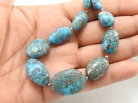 Perles de pierre naturelle turquoise lisse ovale pour la fabrication de bijoux, 10-25mm, fournitures en gros, brin de 8 pouces, tiers