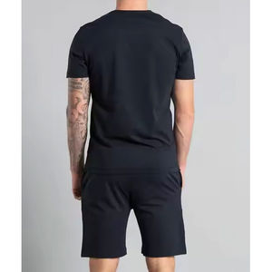 Ensemble d'été 100 % coton pour hommes, t-shirt à manches courtes et short multicolores à motif uni pour activités de plein air – Vente en gros - Product Image 4