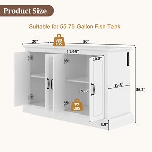 Support de terrarium robuste de 75 gallons avec 4 armoires et prise de courant pour support d'aquarium de crabe ermite, support de réservoir de poissons de 55 gallons, tortue - Product Image 2