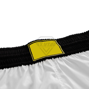 Shorts de boxe blancs pour femmes avec ceinture noire, séchage rapide, vêtements d'entraînement d'arts martiaux, coupe ample pour adultes, MMA, kickboxing - Product Image 3