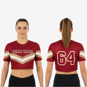 Custom Cheerleading Crop <b>Top</b> <b>Pink</b> Blue <b>Glitter</b> Print Team Name Number Adult Women's Dance Uniforms Spandex Polyester Crop <b>Top</b> - Product Image 5