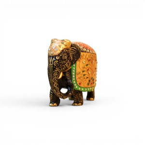ช้างไม้สีสันสดใสประดับอัญมณี งานฝีมือ ตกแต่งบ้าน ของตกแต่งบ้าน - Product Image 1