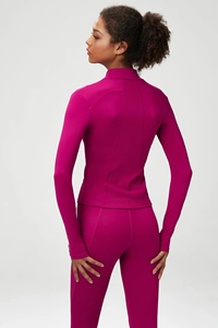 Ensemble de yoga 3 pièces pour femme à col montant et fermeture éclair intégrale, comprenant une veste avec passe-pouces, un soutien-gorge de sport et un legging taille haute pour la gym - Product Image 2