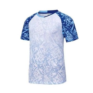 Vêtements de sport d'été unisexes à manches courtes, imprimés, respirants, à séchage rapide, en jersey, vente en gros, vêtements de padel, de tennis et de badminton, logo sur la taille avant - Product Image 1