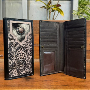 2025 nuevas carteras plegables largas de cuero mecanizadas a mano, carteras RFID multifuncionales de cuero de vaca genuino de diseñador de lujo para hombres - Product Image 2