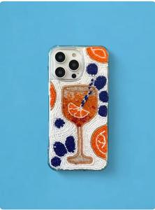 Étui de téléphone iPhone à motif floral avec strass, résistant aux chocs, 6 pouces, artisanat Ziyan, perles en forme de cœur - Product Image 2